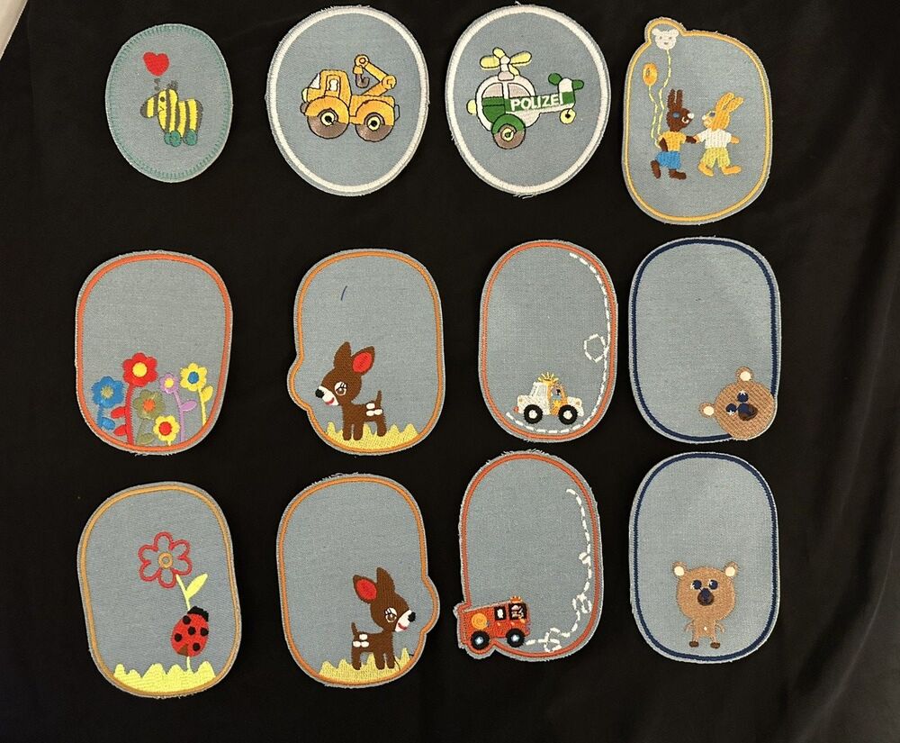 Iron On Sew On Patches Lot of 12 Animal Flower Vehicle Clothing Jeans Repair DIY